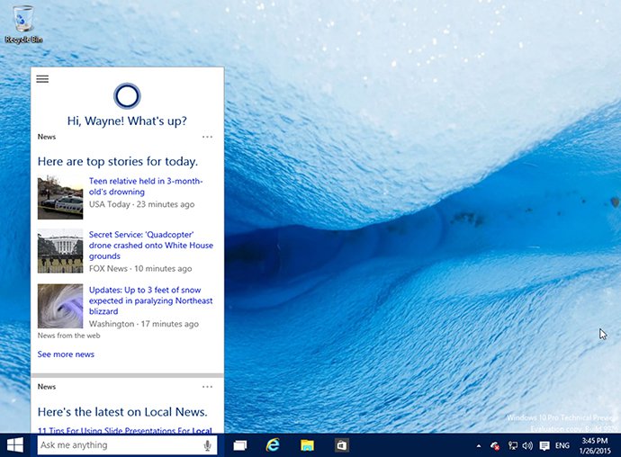 Cortana sous Windows 10