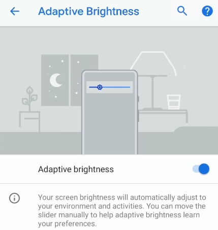 Android 9.0 Pie - Luminosité