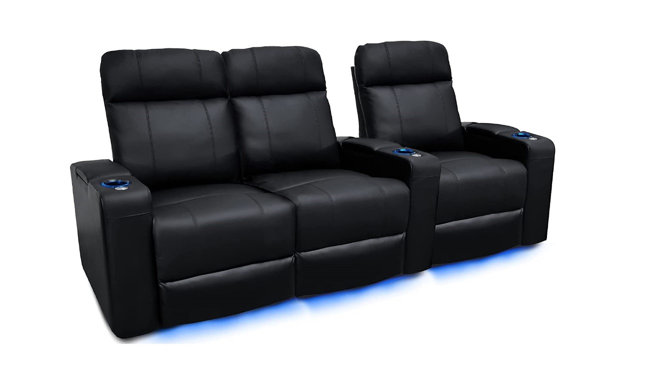 fauteuil inclinable noir avec lumière LED bleu
