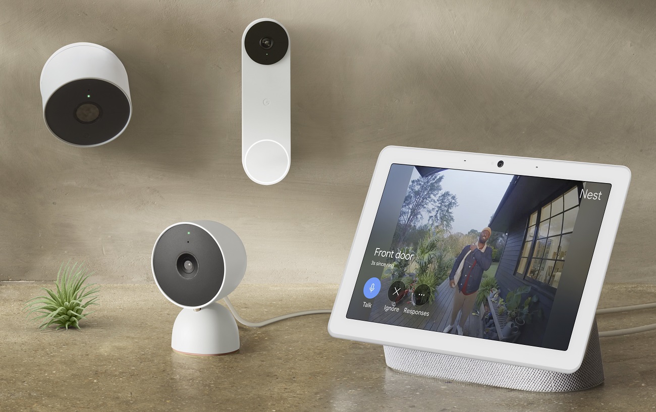 Google Nest Hub relié à des caméra de surveillance Google