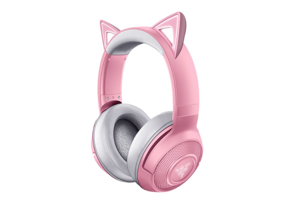 casque de jeux rose avec oreille de chat Razer