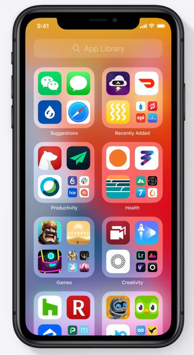 Image of iOS14 Apps Library on iphone