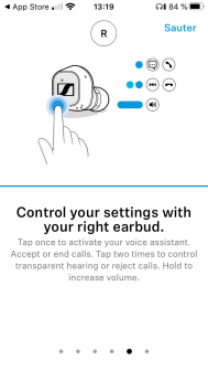 Par défaut, une touche sur l'écouteur droit invoque l'assistant vocal du téléphone. La reconfiguration dans l'appli est recommandable.
