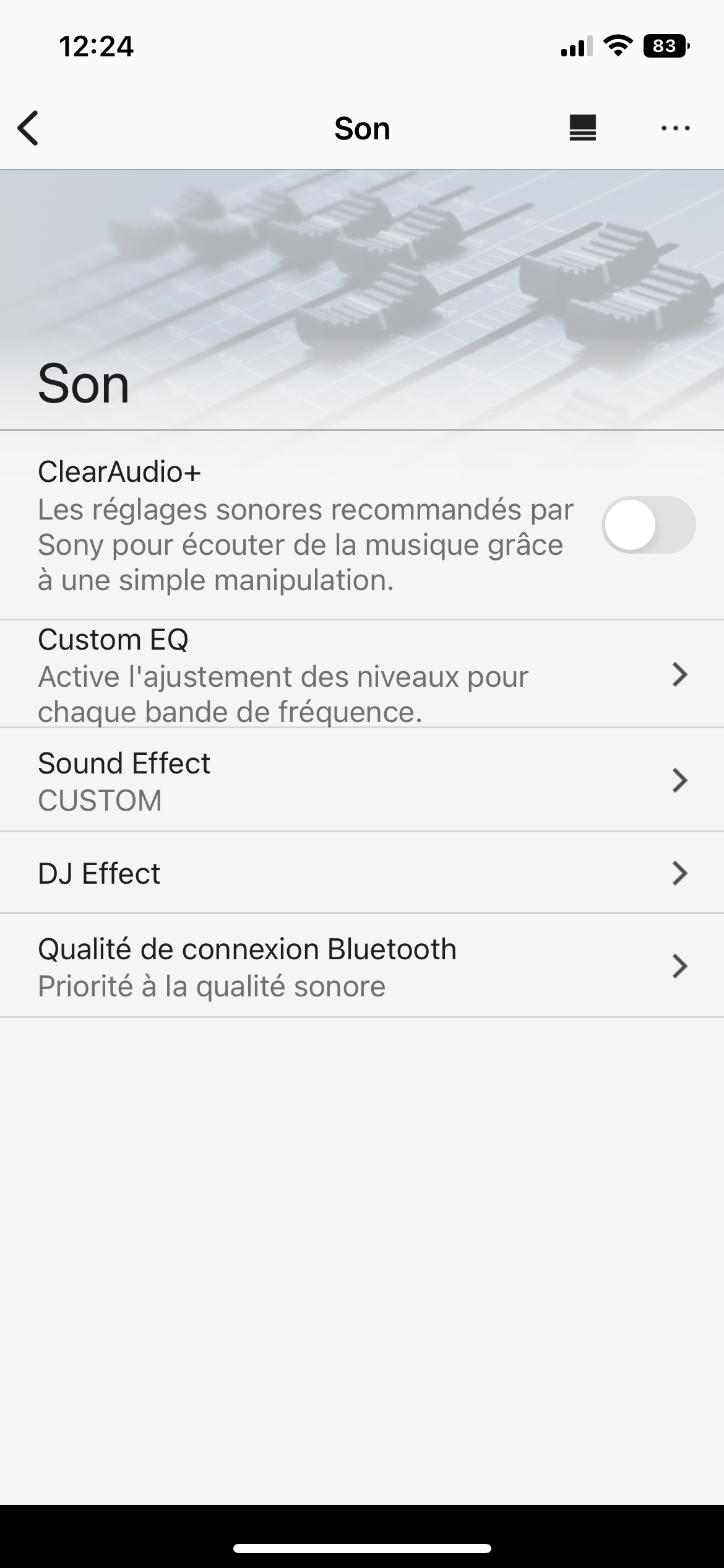 Image of Sony Music Center on iOS with XG300