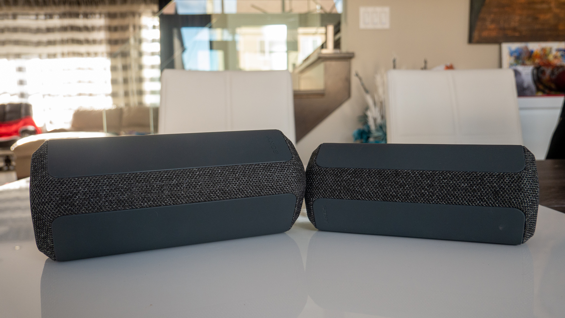 Image of XE200 and XE300 Bluetooth Speaker lying down on table