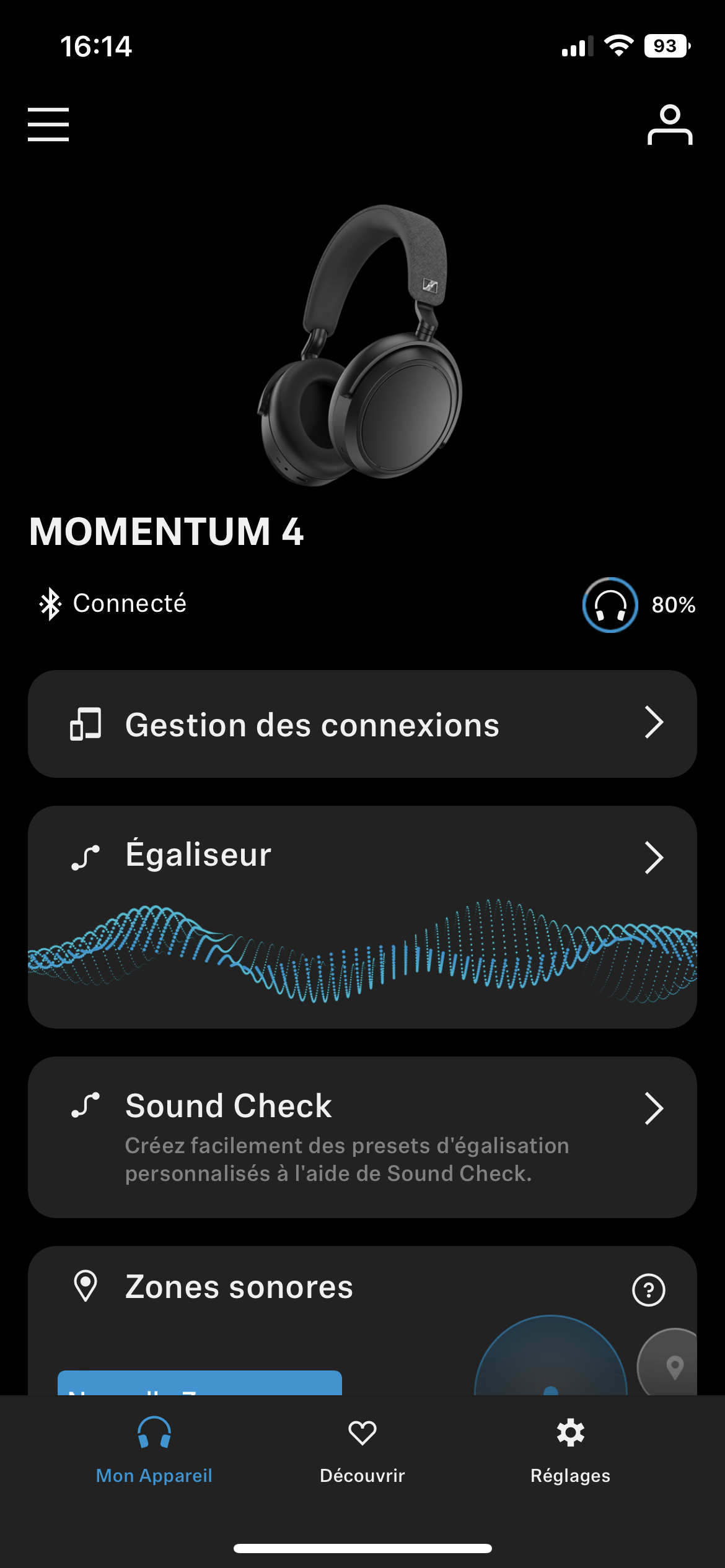 Image of Smart Control app by Sennheiser on iOS