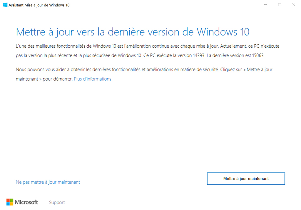 Windows 10 mise à jour des créateurs - Windows Update