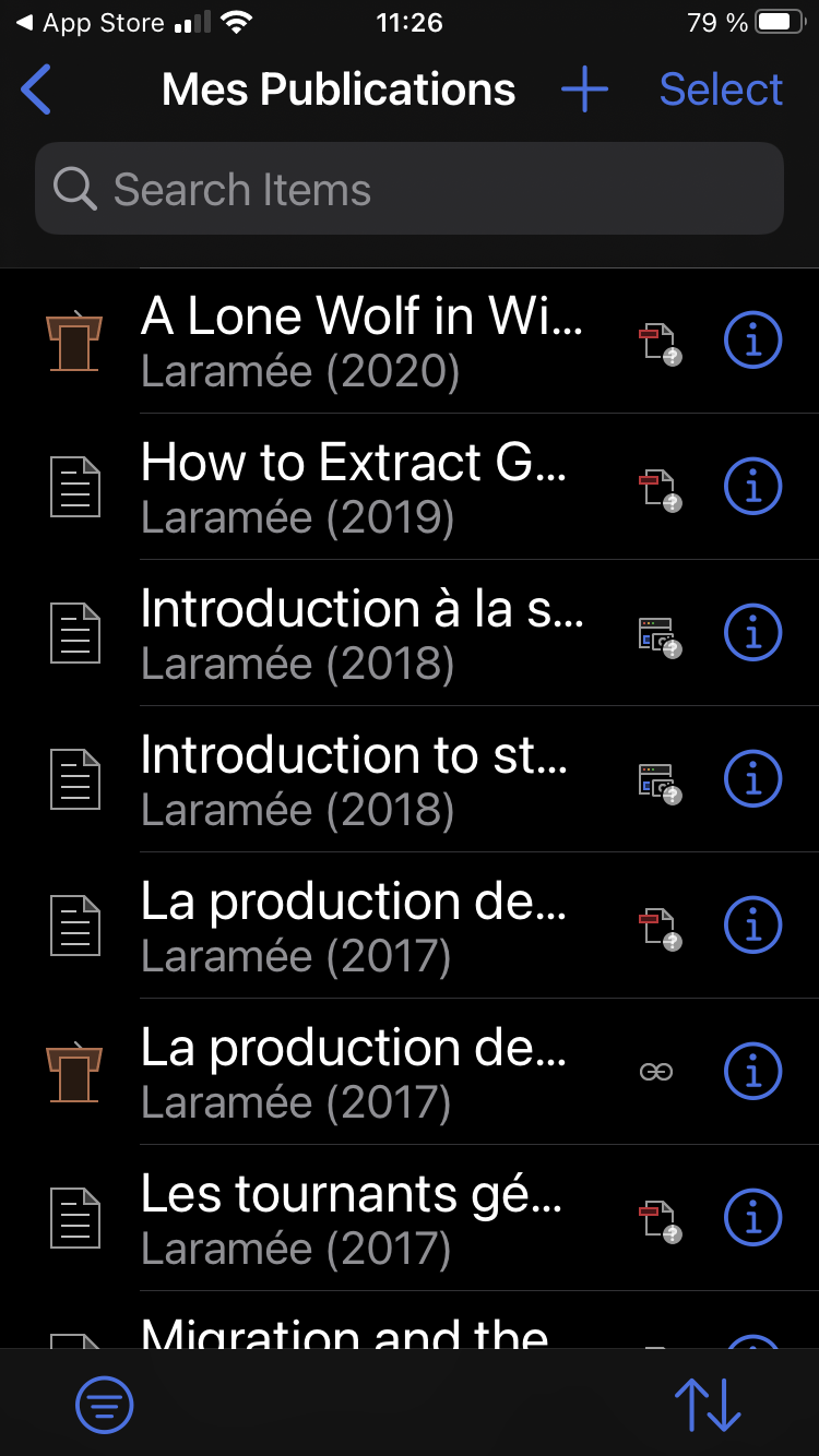 Zotero pour iPhone