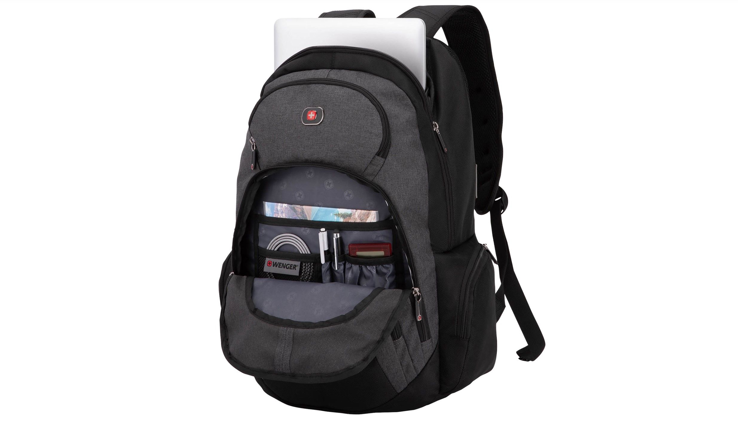 sac à dos pour ordinateur portable noir avec plusieurs pochettes