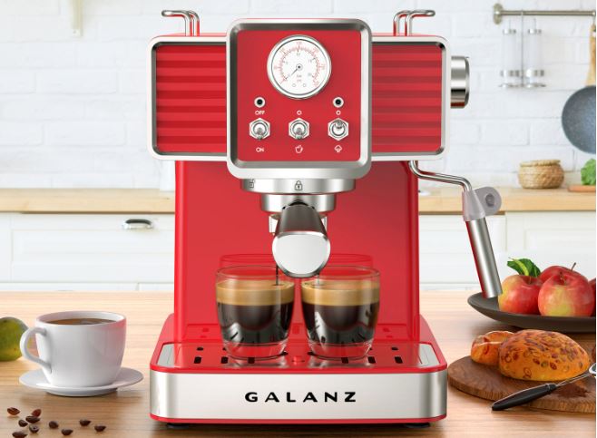 Machine à espresso manuelle rétro de Galanz avec moussoir à lait