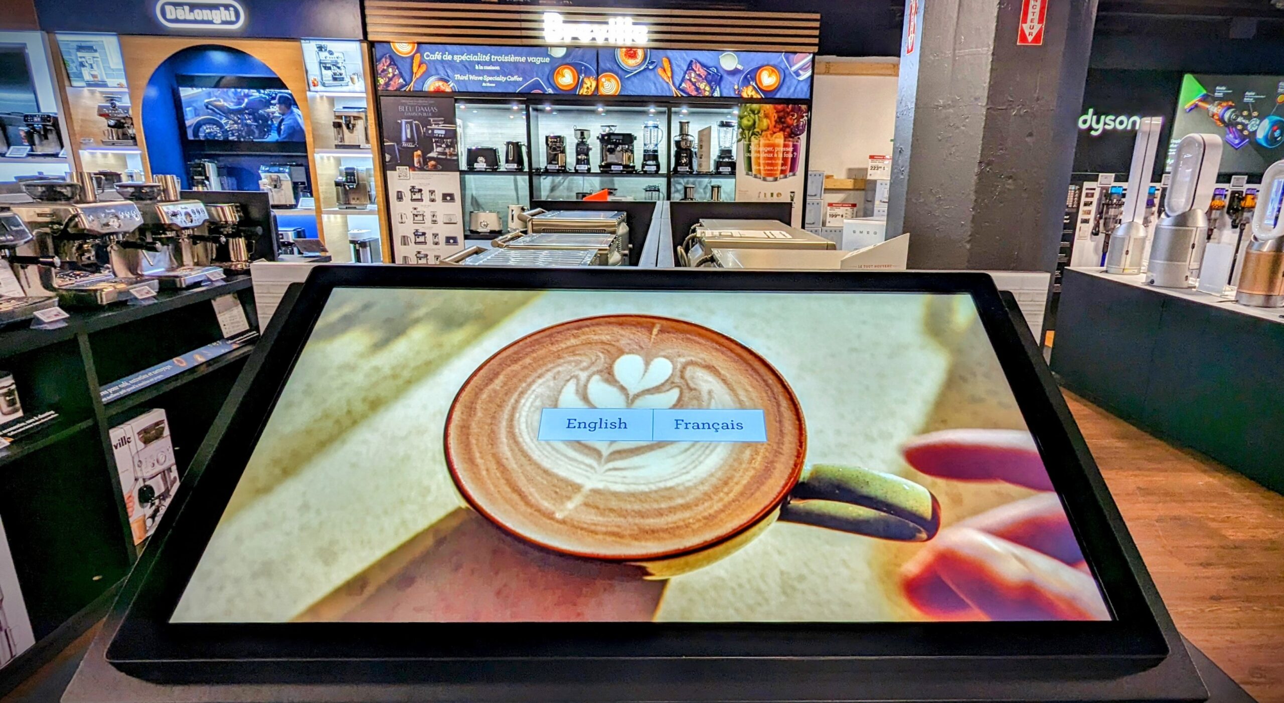 écran tactile avec image de café Présentoir Breville