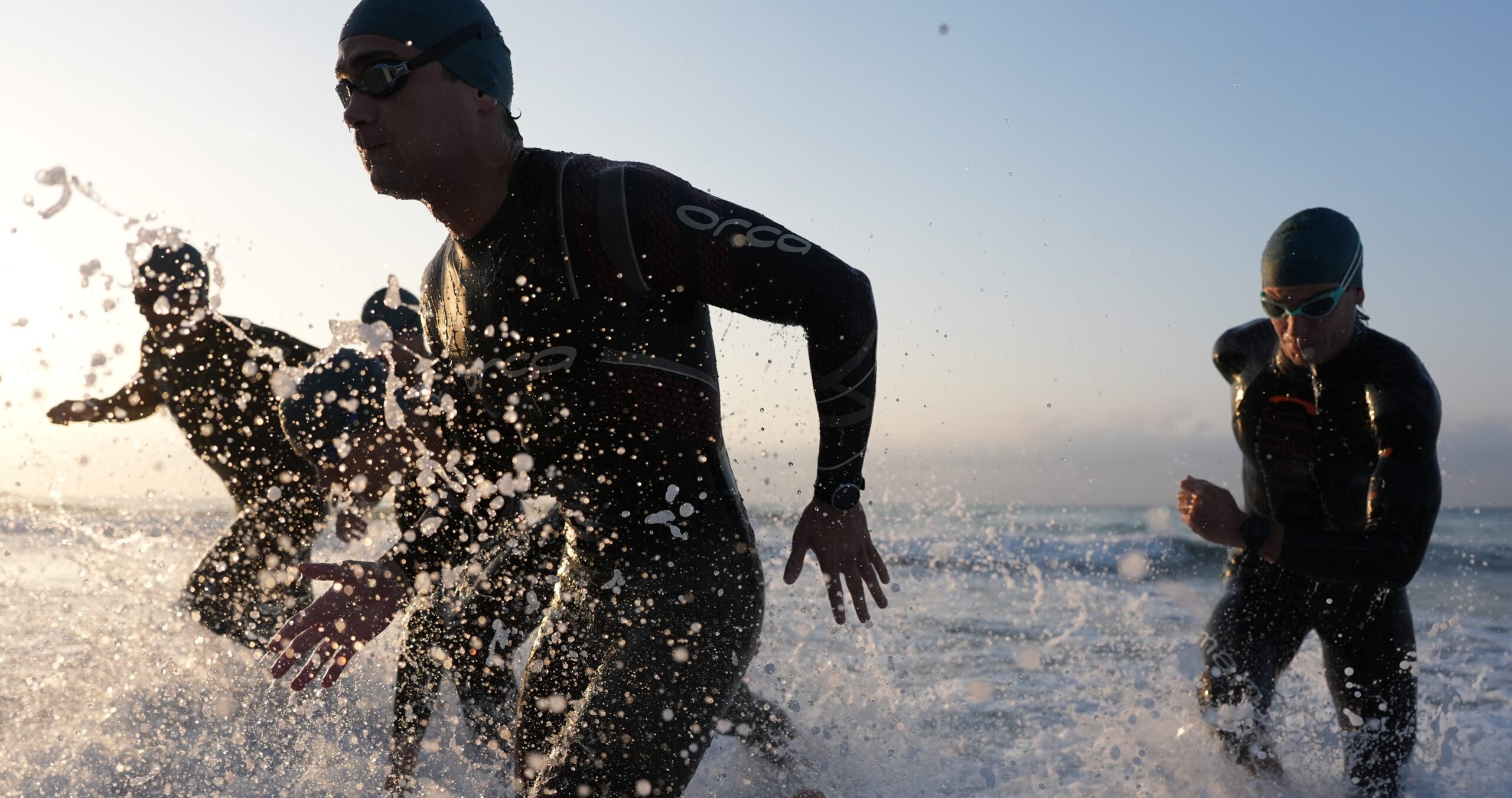 Image taken with Alpha 9 III camera from Sony of men and women taking part in a triathlon