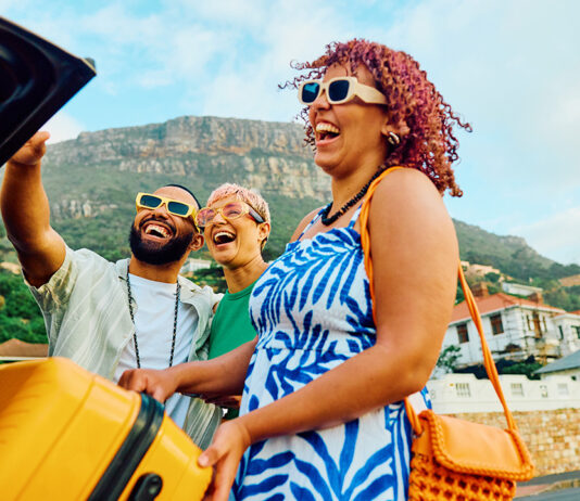 A group of people ready to travel