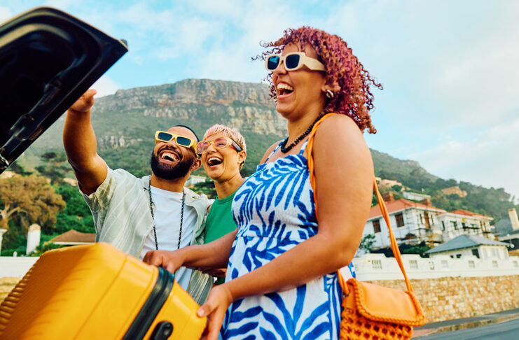 A group of people ready to travel