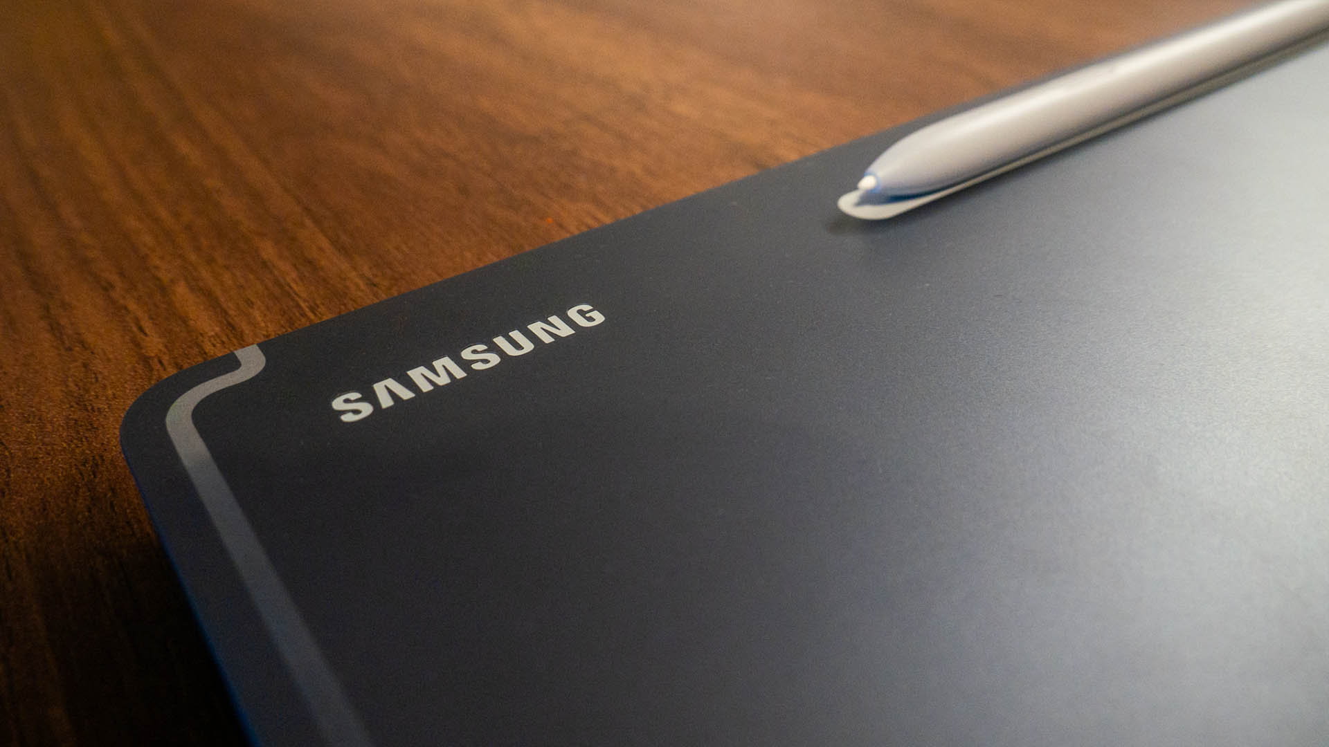 Image of Samsung Galaxy Tab S10 Ultra back with S Pen and Samsung logo