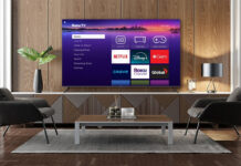Image of Roku TV in living room