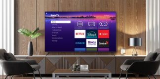 Image of Roku TV in living room