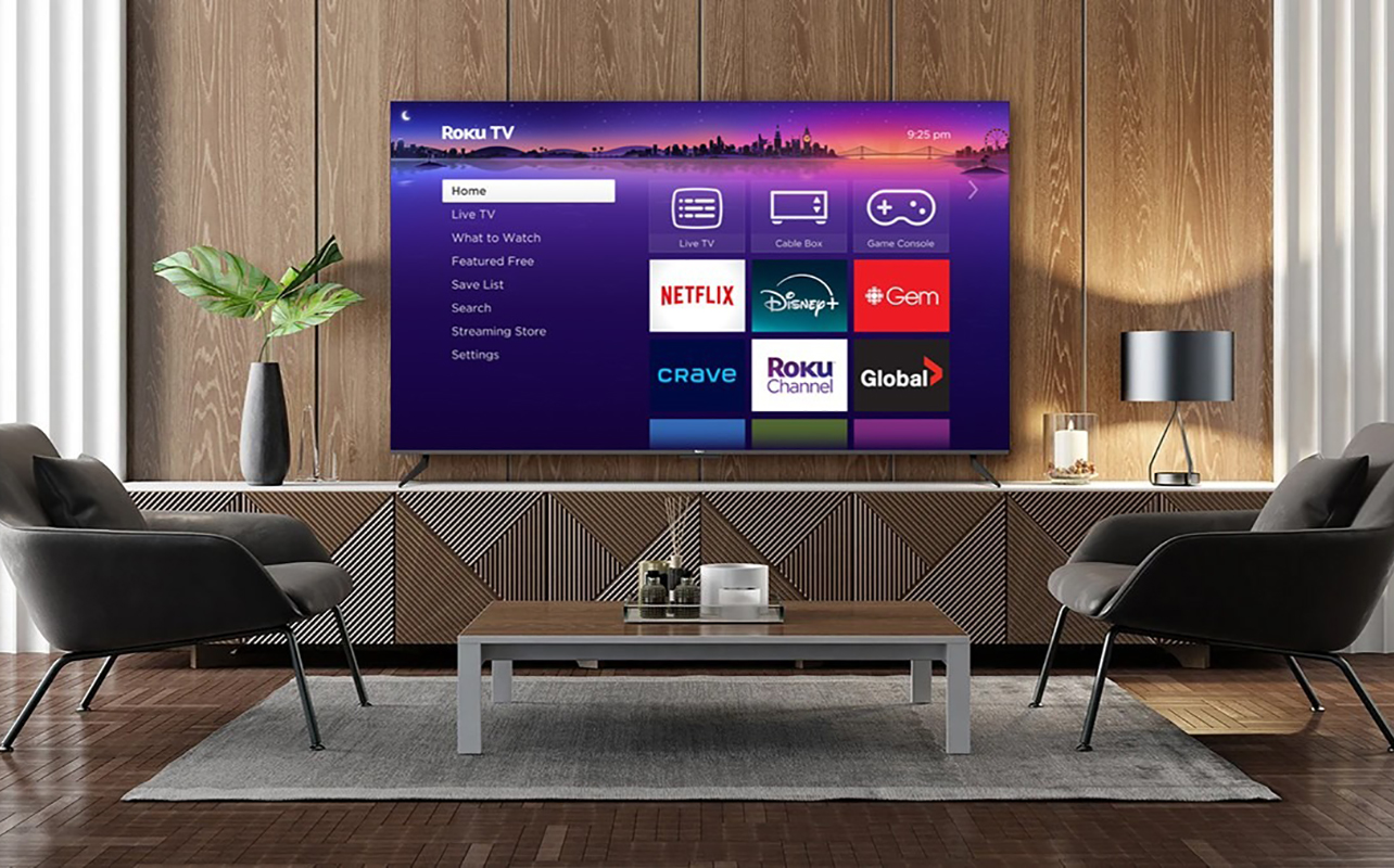 Image of Roku TV in living room