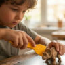 Image d'un enfant ayant utilisé une imprimante 3D pour faire un dinosaure.