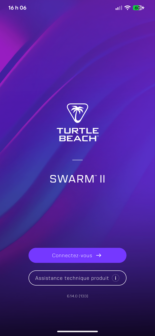 Capture d'écran de l'application Swarm II Turtle Beach pour la configuration du casque de jeu sans fil Stealth Pro II de Turtle Beach