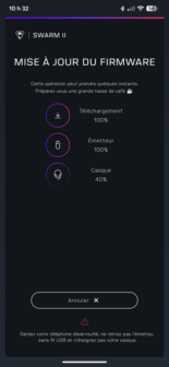 Capture d'écran de l'application Swarm II Turtle Beach pour la configuration du casque de jeu sans fil Stealth Pro II de Turtle Beach