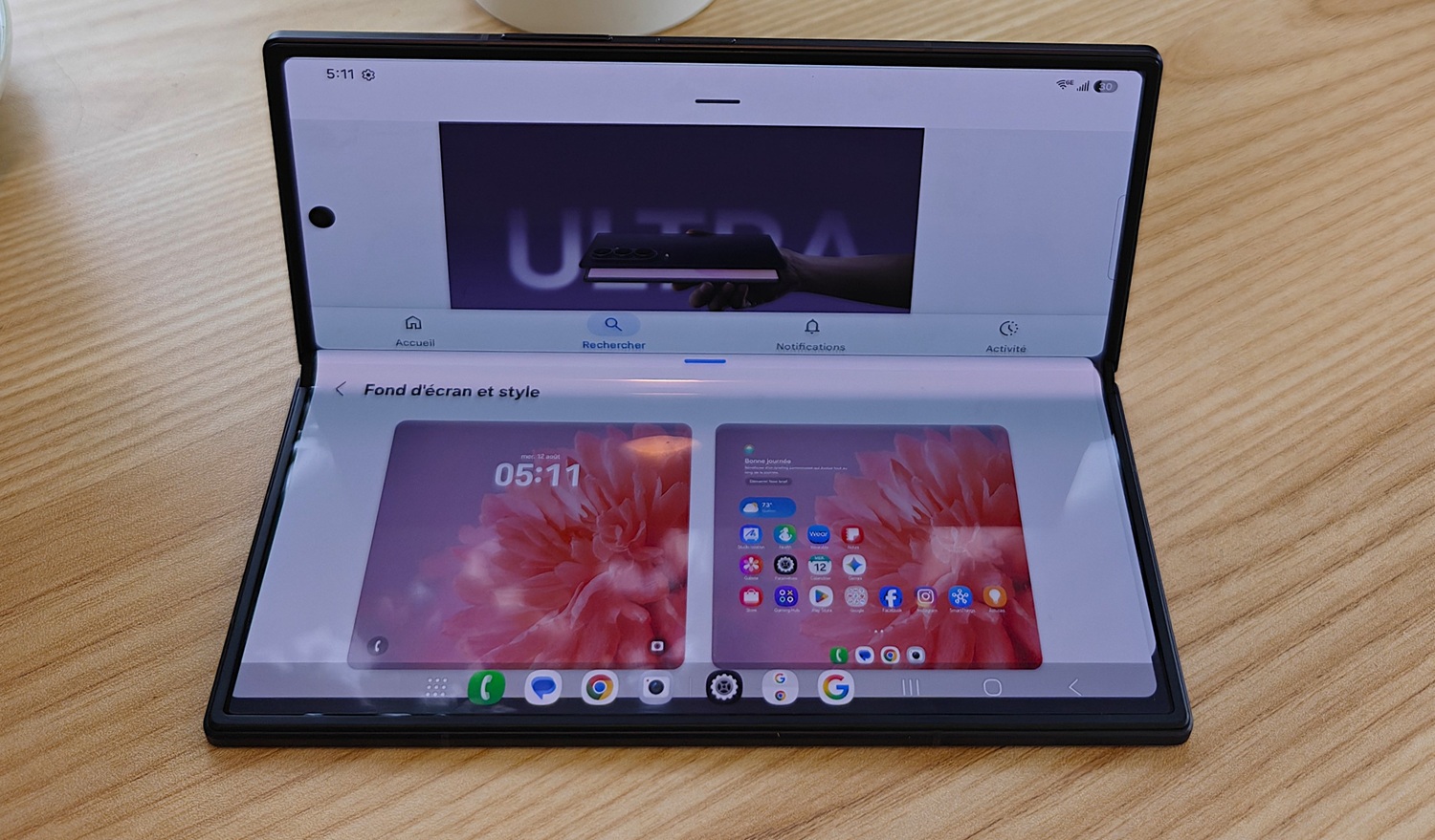 écran divisé et plier du Samsung Galaxy Fold8 Ultra