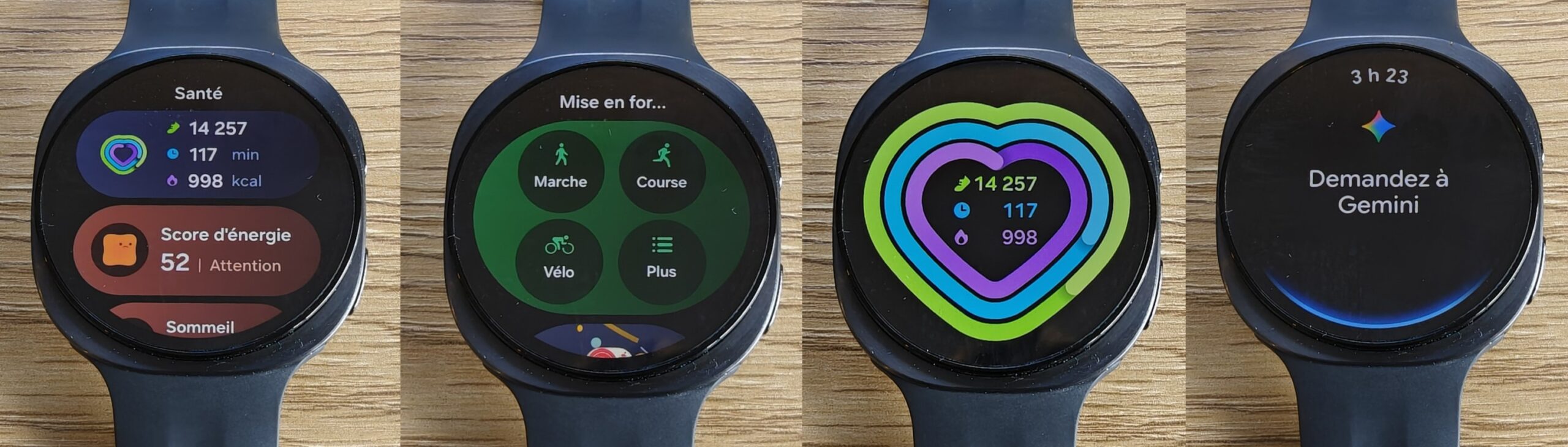Différents écrans et fonctionnalités de la Samsung Galaxy Watch9