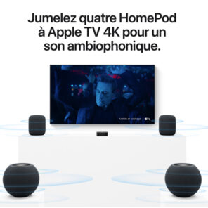 Jumelez l’Apple HomePod et l’Apple TV 4K pour créer un système de cinéma maison ambiophonique